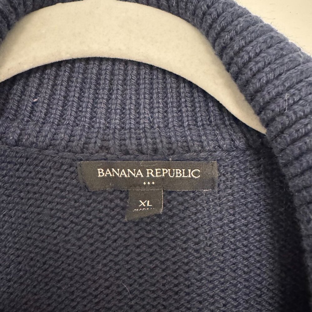 Banana Republic Factory Navy Striped Polo Cotton Blend Sweater. Size XL - Picture 3 of 4